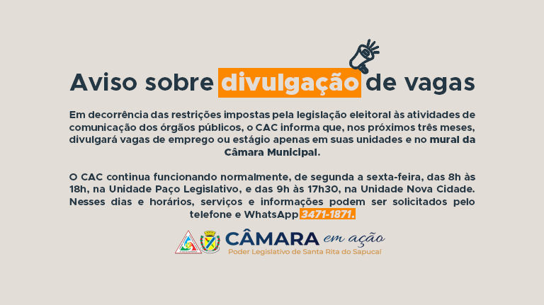 Comunicado sobre divulgação de vagas pelo CAC