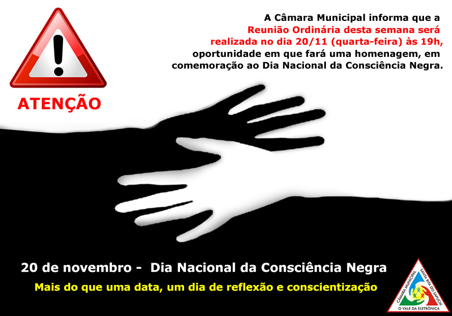 Reunião Ordinária da Câmara será realizada dia 20/11 (quarta-feira), às 19h