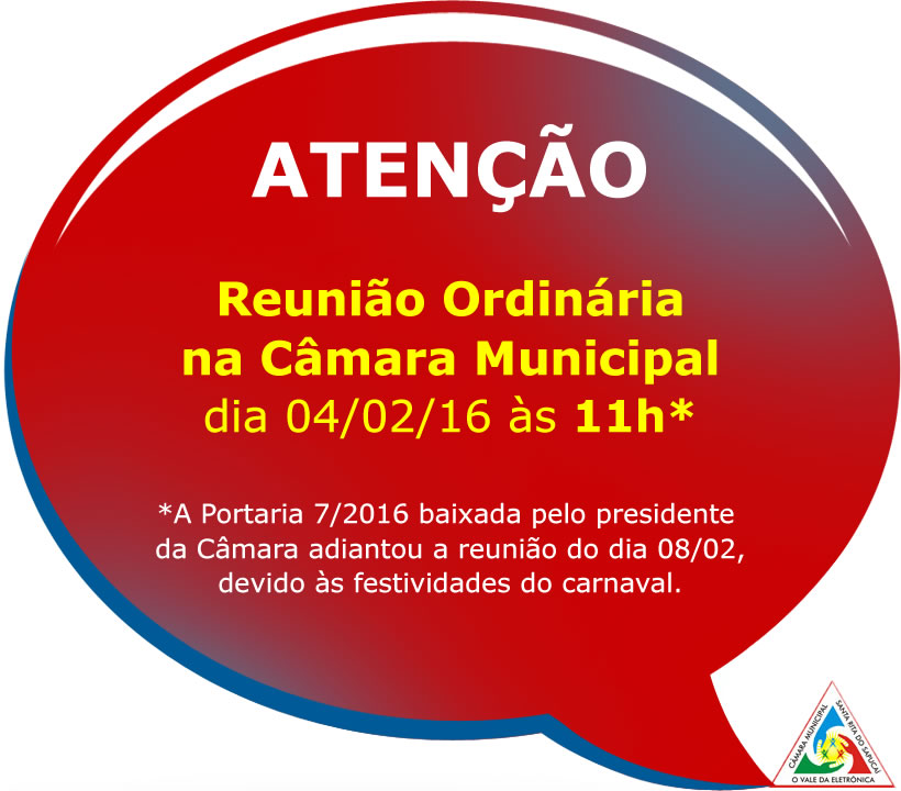 Reunião Ordinária dia 01 de fevereiro